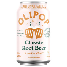 Front of OLIPOP Low Sugar Sparkling Prebiotic Tonic Classic Root Beer