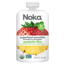 Front of Noka Organic Superfood Smoothie + Prebiotic Fiber Strawberry Pineapple
