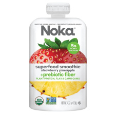 Front of Noka Organic Superfood Smoothie + Prebiotic Fiber Strawberry Pineapple