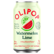 Front of OLIPOP Prebiotic Soda Watermelon Lime