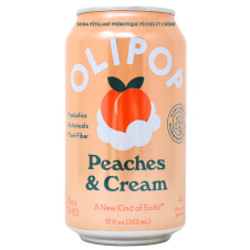 Front of OLIPOP Low Sugar Prebiotic Sparkling Tonic Peaches & Cream - Olipop Sparkling Tonic - Prebiotic Soda - Healthy Soda Alternatives