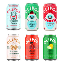 Front of OLIPOP Prebiotic Soda Sparkling Tonic Variety Pack - Prebiotic Drink - Best Prebiotic Drink - Gut Health Drink