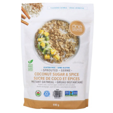 Front of One Degree Organic Foods Gluten-Free Sprouted Coconut Sugar & Spice Instant Oatmeal, 510g