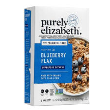 Front of Purely Elizabeth Superfood Oatmeal With Prebiotic Fiber Blueberry Flax - High Protein High Fiber Oatmeal - Gluten Free Instant Oatmeal - Oatmeal With Protein
