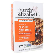 Front of Purely Elizabeth 5 Grain + Seed Gluten-Free Oatmeal Classic Cinnamon - Healthy Instant Oatmeal - Gluten Free Instant Oatmeal - Gluten Free Oatmeal