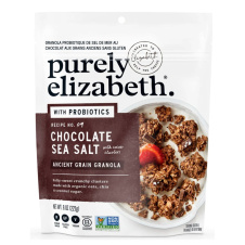 Front of Purely Elizabeth Chocolate Sea Salt Probiotic Granola - Gluten Free Granola - Protein Granola - Healthy Granola