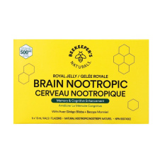 Front of Beekeeper's Naturals Royal Jelly Brain Nootropics With Ginkgo Biloba - Brain Fuel - Paleo Brain Nootropic - Caffeine-free Memory & Cognitive Enhancement
