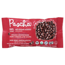 Front of Pascha Chocolate Chips Unsweetened, 250g