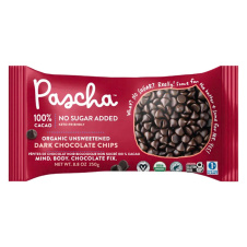 Front of Pascha Chocolate Chips Unsweetened, 250g