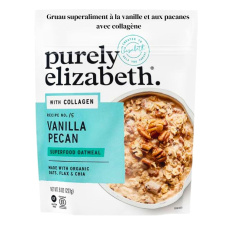 Front of Purely Elizabeth Gluten-Free Collagen Protein Oats Vanilla Pecan - Instant Pot Oatmeal - Healthiest Instant Oatmeal -  Gluten Free Instant Oatmeal