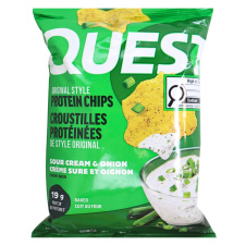 Front of Quest Protein Tortilla Chips Sour Cream & Onion - High Protein Chip - Low Sugar Tortilla Chip - Gluten Free Tortilla Chip