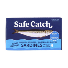 Front of Safe Catch Skinless & Boneless Wild Sardines in Water, 125g