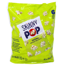 Front of SKINNYPOP SkinnyPack Gluten-Free Popped Popcorn Original, 6 Pack - Skinnypop Popcorn Nutrition, Skinny Popcorn Calories