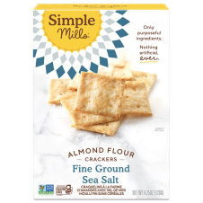 Front of Simple Mills Grain-Free Almond Flour Crackers Fine Ground Sea Salt, 120g