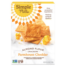 Front of Simple Mills Grain-Free Almond Flour Crackers Farmhouse Cheddar, 120g