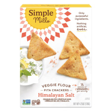Front of Simple Mills Grain-Free Veggie Pita Crackers Himalayan Salt, 120g
