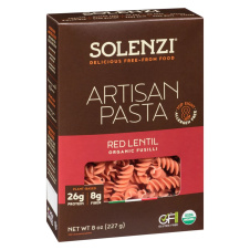 Front of SOLENZI Pasta - Protein Pasta - High Fibre Pasta - Gluten Free Pasta - Red Lentil Pasta - Red Lentil Fusilli