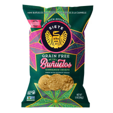 Front of Siete Limited Edition Grain-Free Mini Buñuelos Cinnamon Crisps - Paleo Tortilla Chips - Vegan Tortilla Chips - Gluten-free tortilla chips