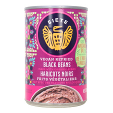 Front of Siete Vegan Refried Black Beans