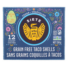 Front of Siete Grain Free Taco Shells - Gluten Free Taco Shell - Paleo Taco Shells - Vegan Taco Shells