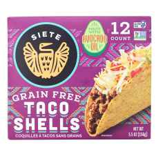 Front of Siete Grain Free Taco Shells - Gluten Free Taco Shell - Paleo Taco Shells - Vegan Taco Shells