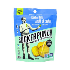 Front of SuckerPunch Gourmet Snappy Classic Dill Pickle Chips, 101mL