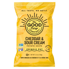 Front of The Good Crisp Company Gluten-Free Chips Crinkle Cut Chips Cheddar And Sour Cream Chips