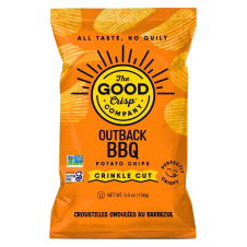 Front of The Good Crisp Company Crinkle Cut Potato Chips Gluten-Free Potato Chips Outback BBQ - Crinkle Cut Potato Chips - Healthy Potato Chips - Good Chips To Eat