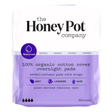 Front of The Honey Pot Herbal-Infused Organic Pads with Wings Overnight