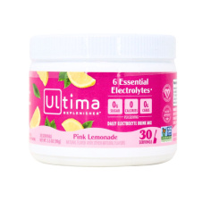 Front of Ultima Replenisher Electrolyte Drink Mix Pink Lemonade, 30 Servings