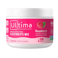 Front of Ultima Replenisher Electrolyte Drink Mix Raspberry, 30 Servings