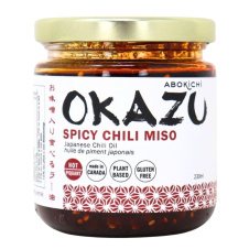 Front of Abokichi Okazu Spicy Chili Miso Japanese Chili Oil Condiment, 230mL