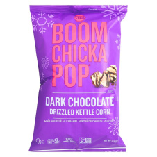 Front of Angie’s BoomChickaPop Dark Chocolate Flavored Drizzled Sea Salt Kettle Corn - Organic Popcorn - Gluten Free Popcorn - Popcorn Bag