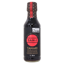 Front of San-J Gluten-Free Tamari Soy Sauce
