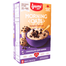 Yumi Organics High Fibre Instant Morning Oats Chocolate Chip Muffin, 8 Pack