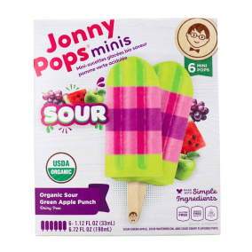 JonnyPops Organic Mini Popsicles Sour Green Apple Punch, 6 Pack