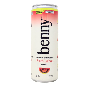 Benny Sparkling Yerba Mate Energy Drink Peach Lychee, 355 mL
