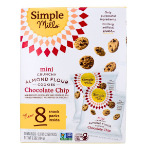 Simple Mills Mini Grain-Free Crunchy Almond Flour Cookies Chocolate Chip, 8 Pack