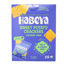 Habeya Gluten-Free Sweet Potato Crackers Cheddar Chive, 6 Packs