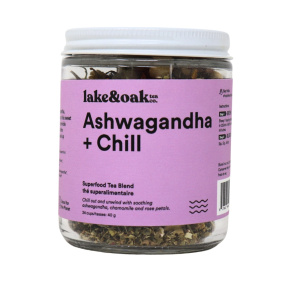 Lake & Oak Tea Co. Loose Leaf Superfood Tea Blend Ashwagandha + Chill, 60 g