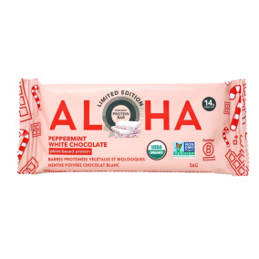 ALOHA Limited Edition Organic Plant-Based Protein Bar Peppermint White Chocolate, 56g