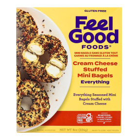Feel Good Foods Gluten-Free Mini Everything Bagels Stuffed With Cream Cheese, 224g