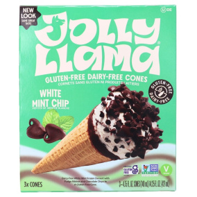 Jolly Llama Gluten & Dairy Free Ice Cream Cone White Mint Chip, 3 Pack