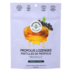 Beekeeper’s Naturals Low Sugar Propolis Lozenges Elderberry, 14 Pack