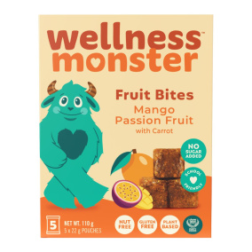 Wellness Monster Fruit Bites Mango Passion Fruit With Carrot, 5 Pouches