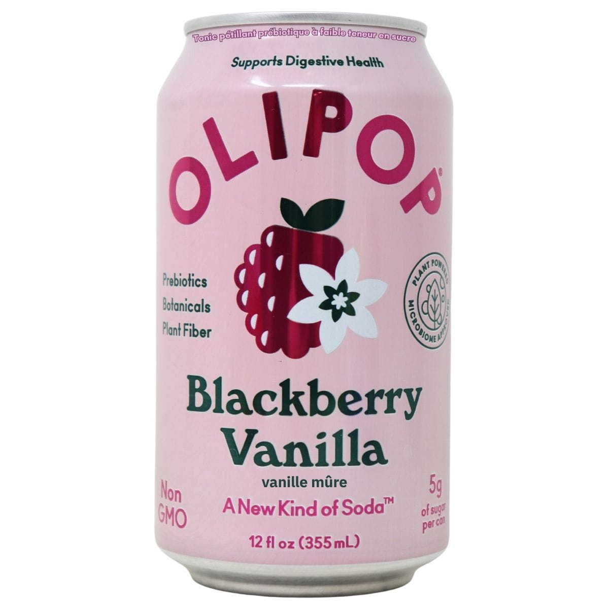 Olipop Low Sugar Prebiotic Sparkling Tonic Blackberry Vanilla at