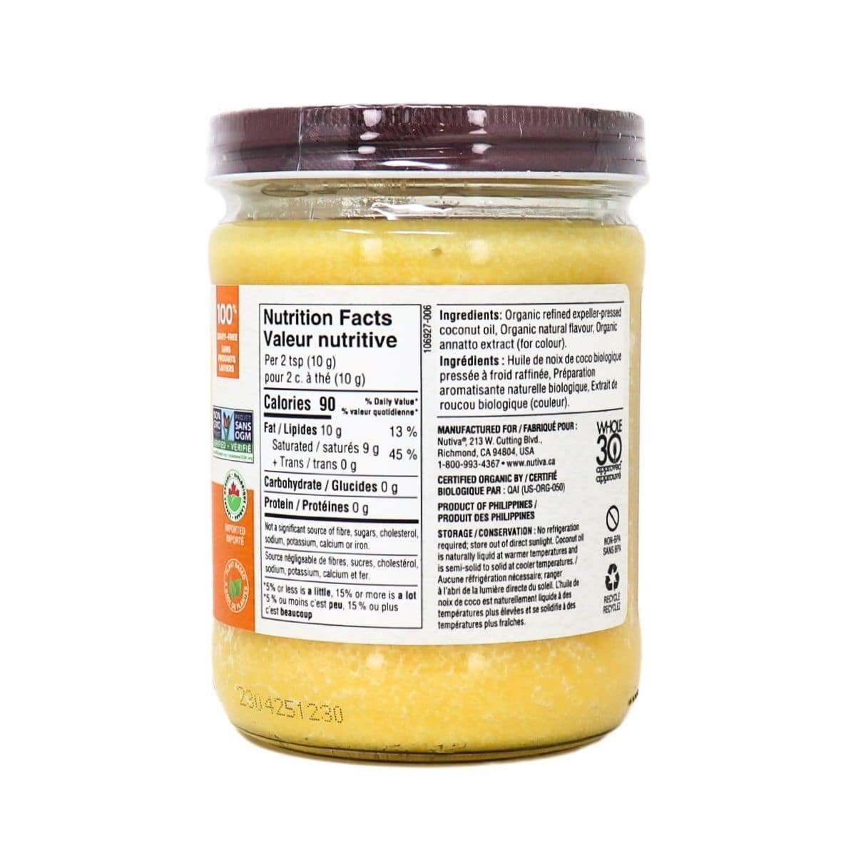 Nutiva Butter Flavoured Coconut Oil at Natura Market
