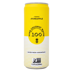 100 Coconuts Pure Coconut Water Drink Pineapple, 325 mL