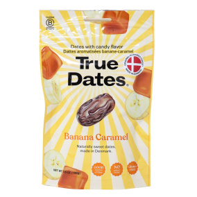 True Dates Flavoured Date Snacks Banana Caramel Front