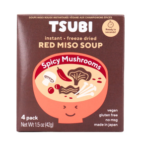 Tsubi Vegan Instant Red Miso Soup with Spicy Mushrooms, 4 Pack